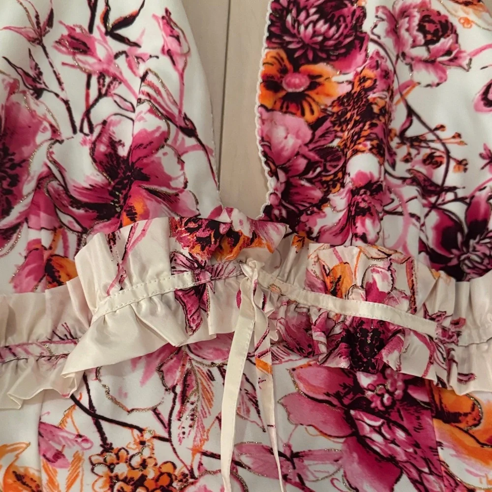 Roberto Cavalli Floral Halter Neck Dress - White and Pink Size XL - Picture 7 of 10